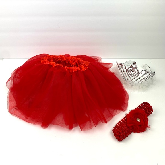 Baby Red Tutu with headband and tiara crown dress up costume Valentine’s Day - Picture 8 of 17
